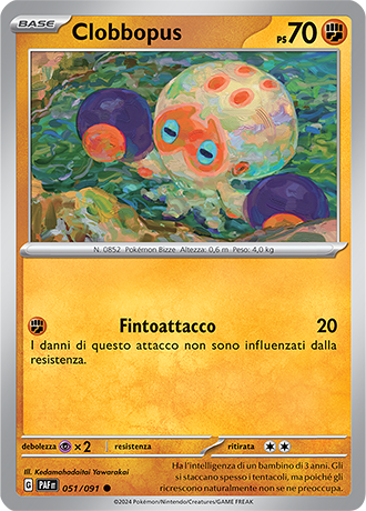 Clobbopus 051/091 Reverse Holo - ITA - Near Mint - Scarlatto e Violetto - Destino di Paldea - Carta Pokemon