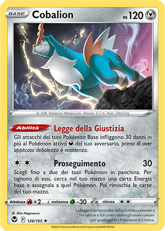 Cobalion 126/195 - ITA - Near Mint - Spada e Scudo - Tempesta Argentata - Carta Pokemon