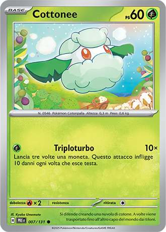 Cottonee 007/131 - ITA - Near Mint - Scarlatto e Violetto - Evoluzioni Prismatiche - Carta Pokemon