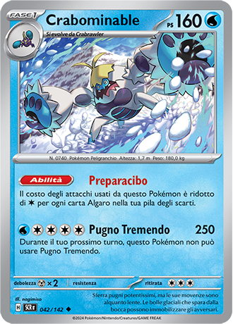 Crabominable 042/142 Reverse Holo - ITA - Near Mint - Scarlatto e Violetto - Corona Astrale - Carta Pokemon