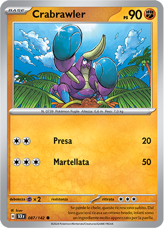 Crabrawler 087/142 Reverse Holo - ITA - Near Mint - Scarlatto e Violetto - Corona Astrale - Carta Pokemon