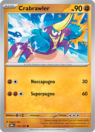 Crabrawler 114/197 - ITA - Near Mint - Scarlatto e Violetto - Ossidiana Infuocata - Carta Pokemon