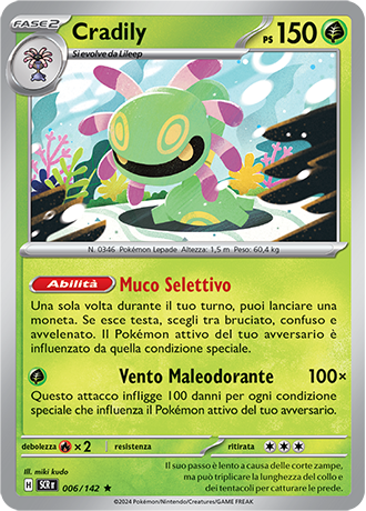 Cradily 006/142 Holo - ITA - Near Mint - Scarlatto e Violetto - Corona Astrale - Carta Pokemon