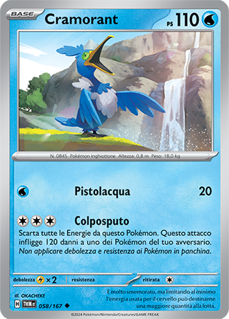 Cramorant 058/167 Non Comune - ITA - Near Mint - Scarlatto e Violetto - Crepuscolo Mascherato - Carta Pokemon