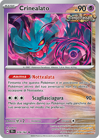 Crinealato 078/162 Reverse Holo - ITA - Near Mint - Scarlatto e Violetto - CronoForze - Carta Pokemon