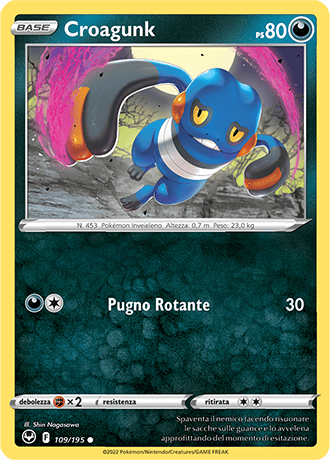 Croagunk 109/195 - ITA - Near Mint - Spada e Scudo - Tempesta Argentata - Carta Pokemon