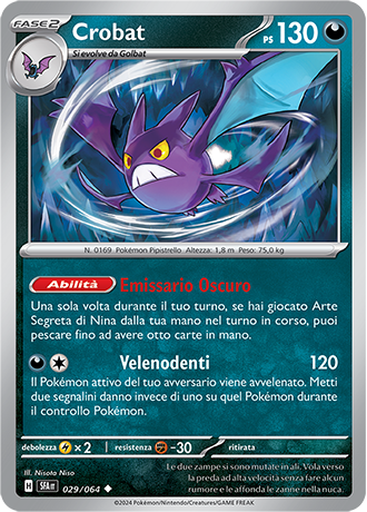 Crobat 029/064 Reverse Holo Non Comune - ITA - Near Mint - Scarlatto e Violetto - Segreto Fiabesco - Carta Pokemon