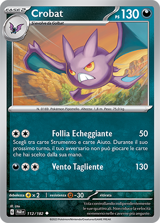 Crobat 112/182 - ITA - Near Mint - Scarlatto e Violetto - Paradosso Temporale - Carta Pokemon