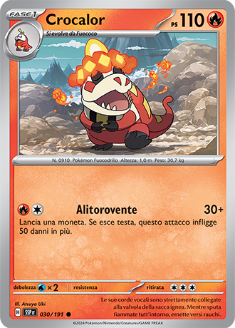 Crocalor 030/191 - ITA - Near Mint - Scarlatto e Violetto - Scintille Folgoranti - Carta Pokemon