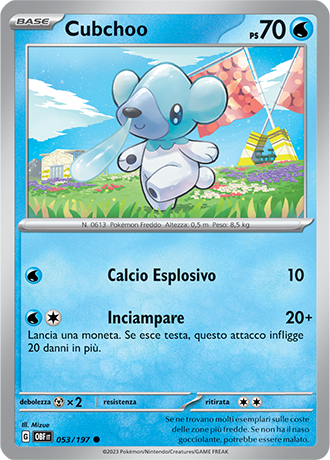 Cubchoo 053/197 - ITA - Near Mint - Scarlatto e Violetto - Ossidiana Infuocata - Carta Pokemon