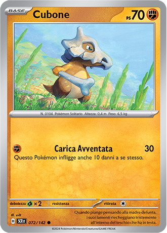 Cubone 072/142 - ITA - Near Mint - Scarlatto e Violetto - Corona Astrale - Carta Pokemon