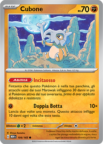 Cubone 104/165 Reverse Holo - ITA - Near Mint - Scarlatto e Violetto - 151 - Carta Pokemon