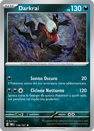 Darkrai 136/197 Holo - ITA - Near Mint - Scarlatto e Violetto - Ossidiana Infuocata - Carta Pokemon