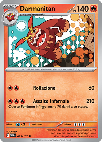 Darmanitan 035/167 Non Comune - ITA - Near Mint - Scarlatto e Violetto - Crepuscolo Mascherato - Carta Pokemon