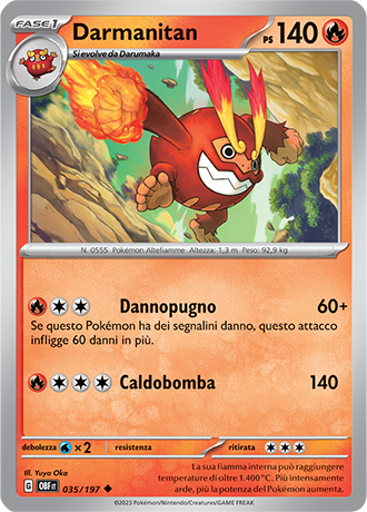 Darmanitan 035/197 - ITA - Near Mint - Scarlatto e Violetto - Ossidiana Infuocata - Carta Pokemon