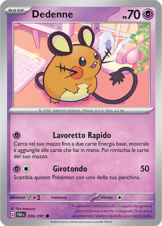 Dedenne 036/091 Reverse Holo - ITA - Near Mint - Scarlatto e Violetto - Destino di Paldea - Carta Pokemon