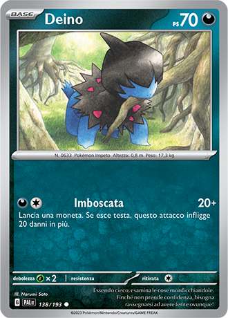 Deino 138/193 Reverse Holo - ITA - Near Mint - Scarlatto e Violetto - Evoluzioni a Paldea - Carta Pokemon