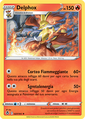 Delphox 027/195 - ITA - Near Mint - Spada e Scudo - Tempesta Argentata - Carta Pokemon