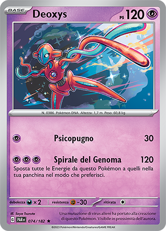 Deoxys 074/182 Holo - ITA - Near Mint - Scarlatto e Violetto - Paradosso Temporale - Carta Pokemon