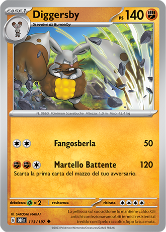 Diggersby 113/197 - ITA - Near Mint - Scarlatto e Violetto - Ossidiana Infuocata - Carta Pokemon