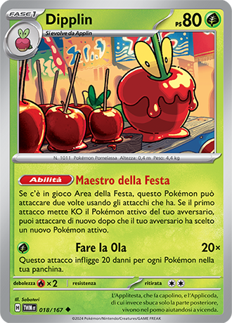 Dipplin 018/167 Reverse Holo Non Comune - ITA - Near Mint - Scarlatto e Violetto - Crepuscolo Mascherato - Carta Pokemon