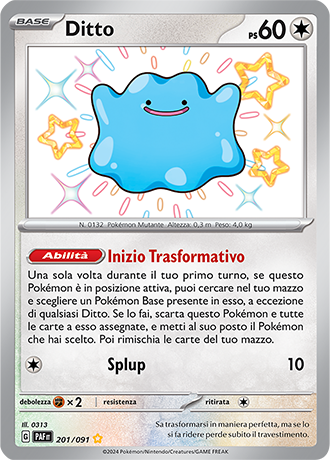 Ditto Shiny 201/091 - ITA - Near Mint - Scarlatto e Violetto - Destino di Paldea - Carta Pokemon