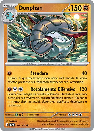 Donphan 103/191 - ITA - Near Mint - Scarlatto e Violetto - Scintille Folgoranti - Carta Pokemon 0