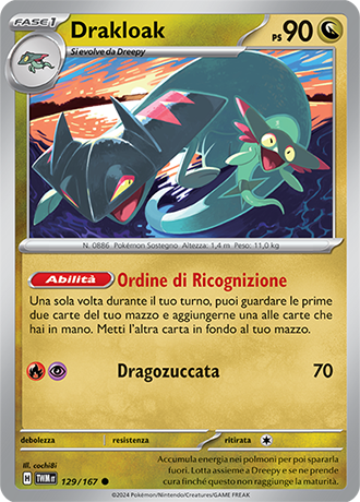 Drakloak 129/167 Comune - ITA - Near Mint - Scarlatto e Violetto - Crepuscolo Mascherato - Carta Pokemon