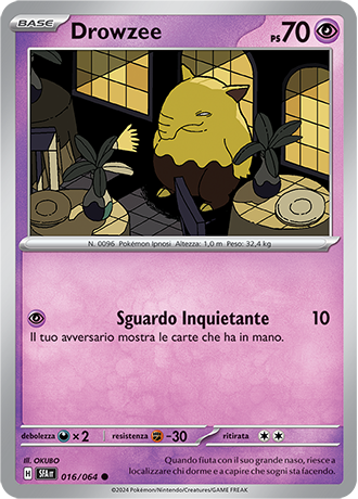 Drowzee 016/064 Comune - ITA - Near Mint - Scarlatto e Violetto - Segreto Fiabesco - Carta Pokemon