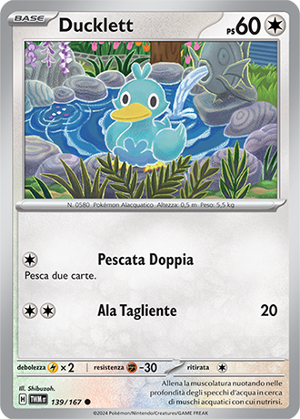 Ducklett 139/167 Comune - ITA - Near Mint - Scarlatto e Violetto - Crepuscolo Mascherato - Carta Pokemon