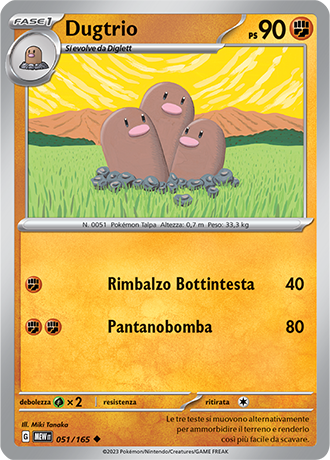 Dugtrio 051/165 - ITA - Near Mint - Scarlatto e Violetto - 151 - Carta Pokemon