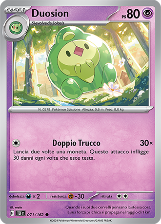 Duosion 071/162 Reverse Holo - ITA - Near Mint - Scarlatto e Violetto - CronoForze - Carta Pokemon