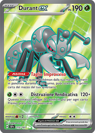 Durant-ex 215/191 - ITA - Near Mint - Scarlatto e Violetto - Scintille Folgoranti - Carta Pokemon 0