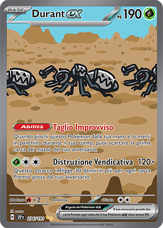 Durant-ex 236/191 Alternative Art - ITA - Near Mint - Scarlatto e Violetto - Scintille Folgoranti - Carta Pokemon 0