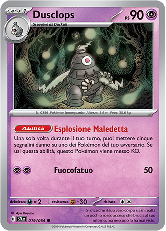 Dusclops 019/064 Comune - ITA - Near Mint - Scarlatto e Violetto - Segreto Fiabesco - Carta Pokemon