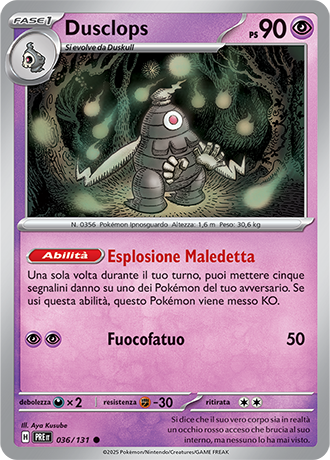 Dusclops 036/131 Reverse Holo Masterball - ITA - Near Mint - Scarlatto e Violetto - Evoluzioni Prismatiche - Carta Pokemon