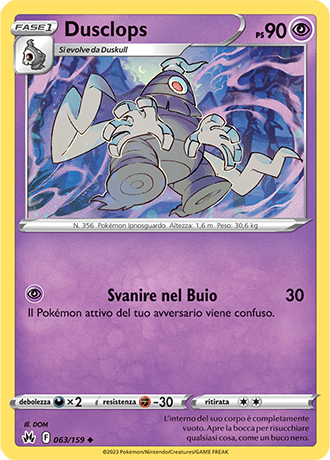 Dusclops 063/159 - ITA - Near Mint - Spada e Scudo - Zenit Regale - Carta Pokemon