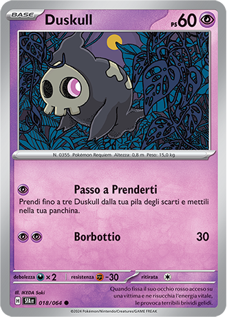 Duskull 018/064 Comune - ITA - Near Mint - Scarlatto e Violetto - Segreto Fiabesco - Carta Pokemon