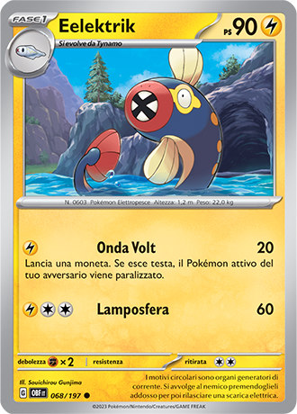 Eelektrik 068/197 - ITA - Near Mint - Scarlatto e Violetto - Ossidiana Infuocata - Carta Pokemon