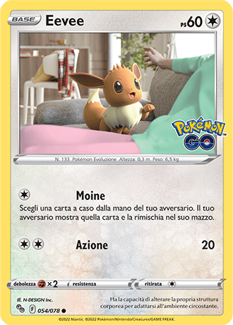 Eevee 054/078 - ITA - Near Mint - Spada e Scudo - Pokemon GO - Carta Pokemon