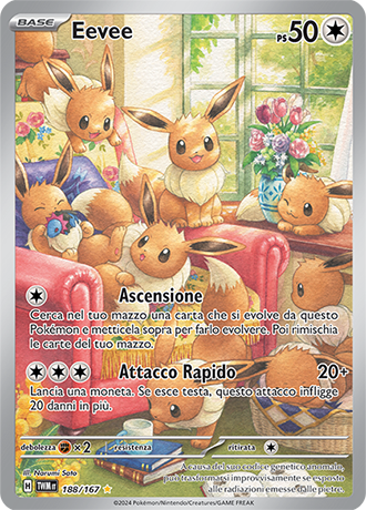 Eevee 188/167 Illustrazione Rara - ITA - Near Mint - Scarlatto e Violetto - Crepuscolo Mascherato - Carta Pokemon