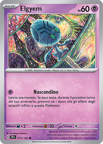 Elgyem 073/162 Reverse Holo - ITA - Near Mint - Scarlatto e Violetto - CronoForze - Carta Pokemon