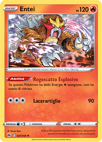 Entei 021/159 - ITA - Near Mint - Spada e Scudo - Zenit Regale - Carta Pokemon