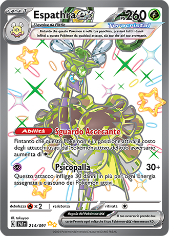 Espathra EX Shiny 214/091 Full Art - ITA - Near Mint - Scarlatto e Violetto - Destino di Paldea - Carta Pokemon