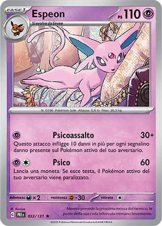 Espeon 033/131 Reverse Holo - ITA - Near Mint - Scarlatto e Violetto - Evoluzioni Prismatiche - Carta Pokemon