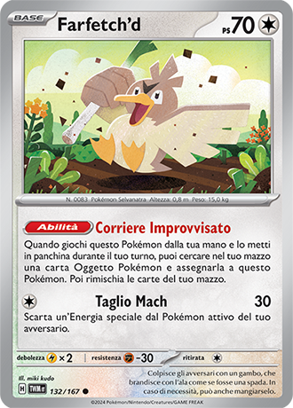 Farfetch’d 132/167 Comune - ITA - Near Mint - Scarlatto e Violetto - Crepuscolo Mascherato - Carta Pokemon