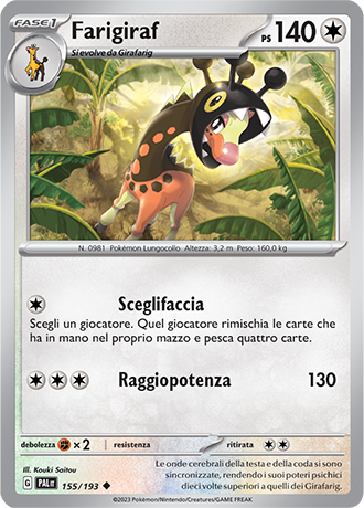 Farigiraf 155/193 - ITA - Near Mint - Scarlatto e Violetto - Evoluzioni a Paldea - Carta Pokemon