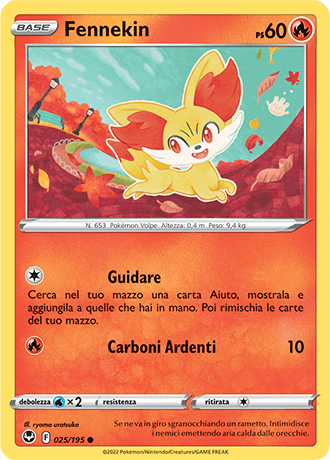 Fennekin 025/195 - ITA - Near Mint - Spada e Scudo - Tempesta Argentata - Carta Pokemon