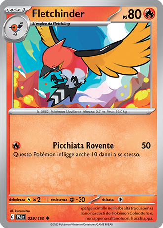 Fletchinder 029/193 - ITA - Near Mint - Scarlatto e Violetto - Evoluzioni a Paldea - Carta Pokemon