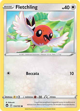 Fletchling 150/195 - ITA - Near Mint - Spada e Scudo - Tempesta Argentata - Carta Pokemon